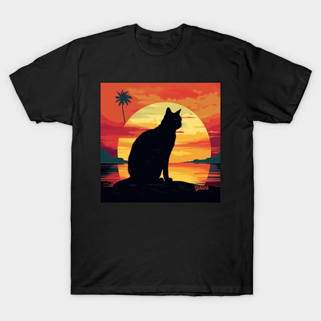 Retro Cat Shirt T-Shirt by Gstuntstore